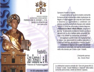 programma delle celebrazioni per la festivit di San Sossio  14 - 25 settembre 2007